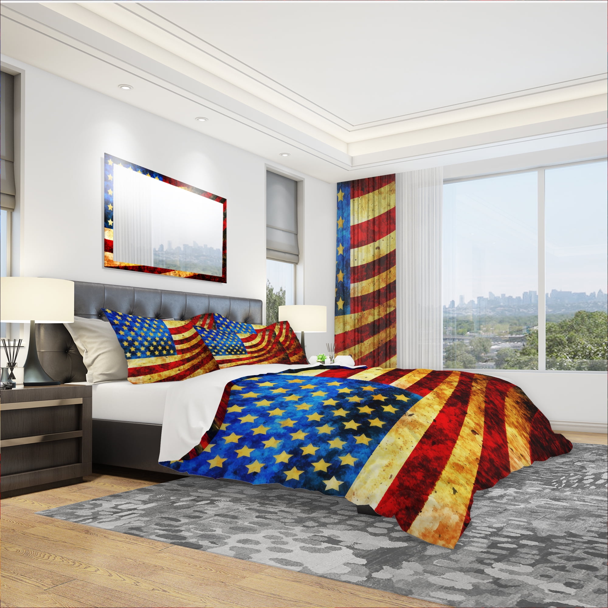 Designart 'God Bless America Flag' Modern & Contemporary Duvet Cover Set