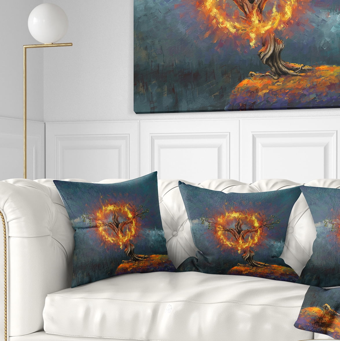 Designart God in the Burning Bush - Landscape Printed Throw Pillow - 18x18