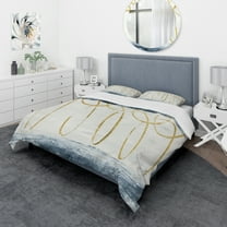 Designart 'Gold Abstract Geometric Shape' Geometric Duvet Cover Set