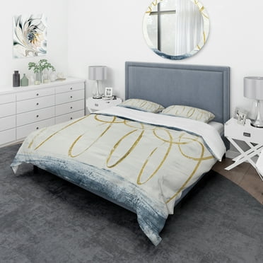 Designart 'Gold Abstract Geometric Shape' Geometric Duvet Cover Set