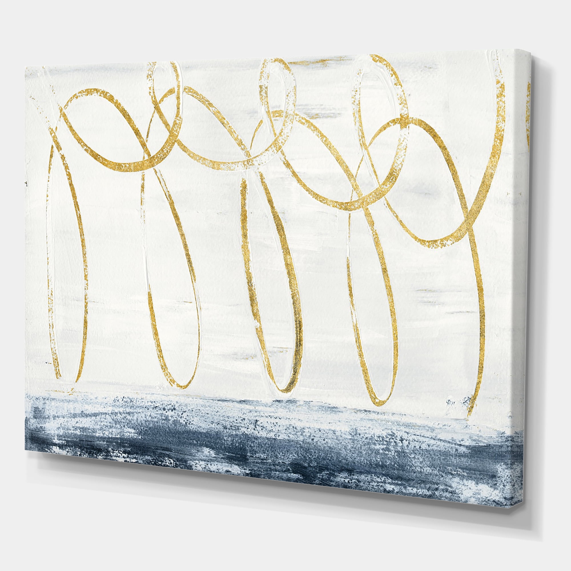 Designart 'Gold Abstract Geometric Shape' Modern Transitional Canvas Art