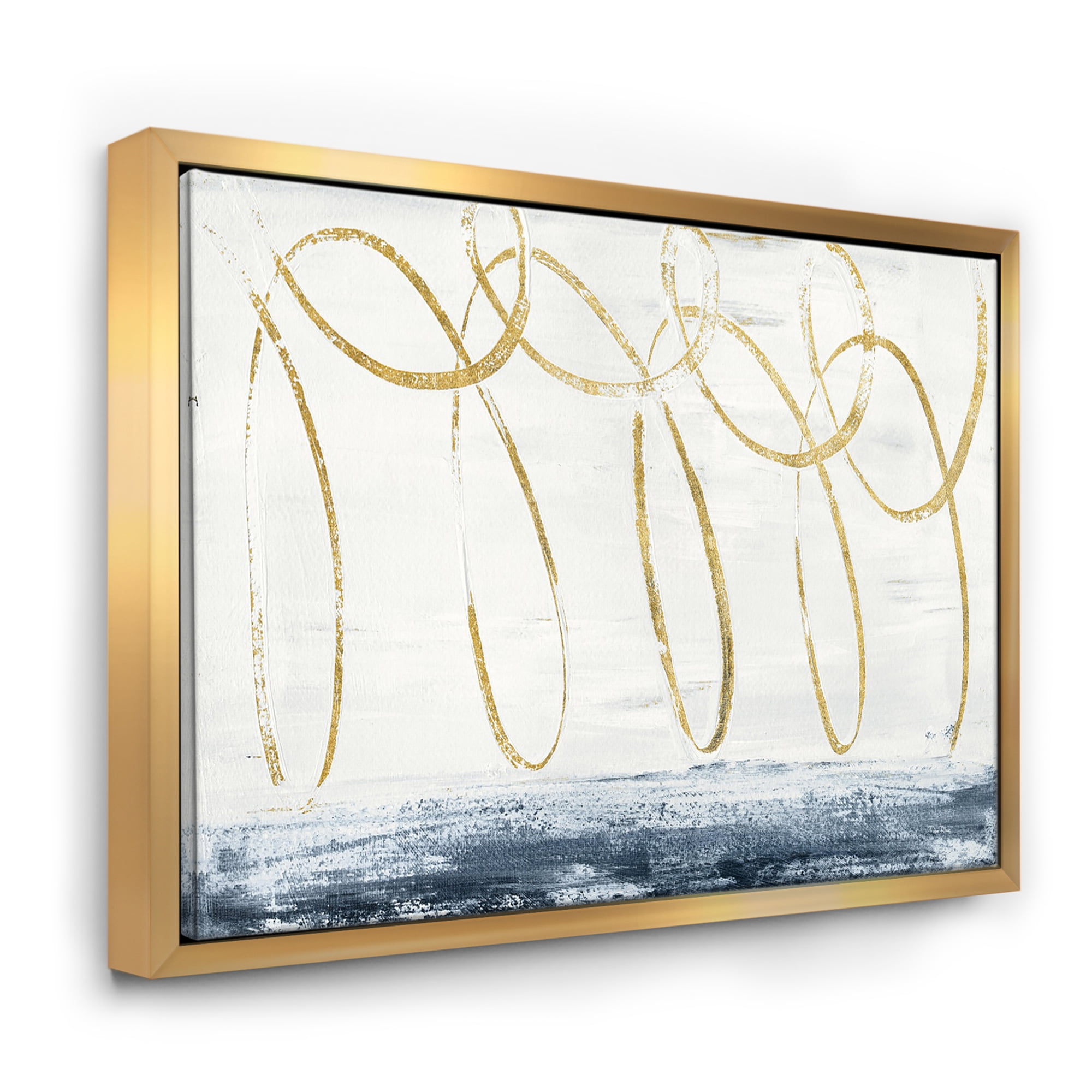Designart ' Gold Abstract Geometric Shape ' Modern Transitional Framed Canvas