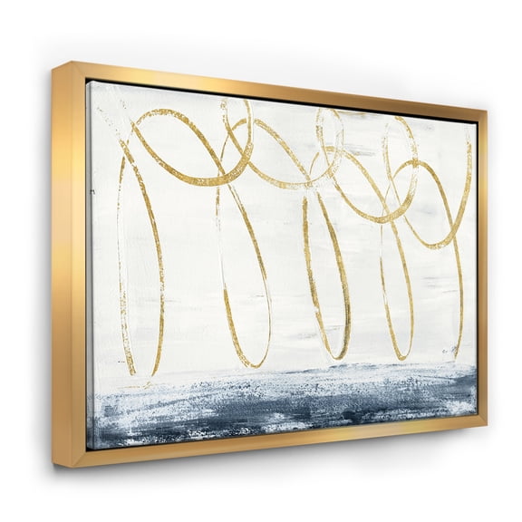 Designart ' Gold Abstract Geometric Shape ' Modern Transitional Framed Canvas