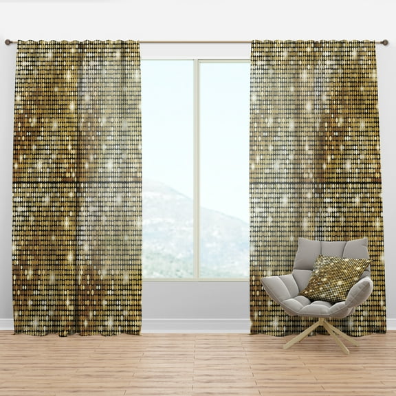 Designart 'Gold Abstract Mosaic' Mid-Century Modern Curtain Panel