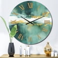 thumbnail image 1 of Designart "Gold Accents in a Blue Watercolor Impression V" Fractals Oversized Wall Clock, 1 of 5