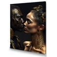 thumbnail image 1 of Designart Gold African Amercian Couple Kissing Canvas Wall Art, 1 of 5