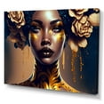 thumbnail image 1 of Designart Gold And Black Floral Woman II Canvas Wall Art, 1 of 5
