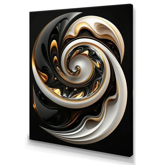 Designart Gold And Black Stained Glass Spiral I Canvas Wall Art