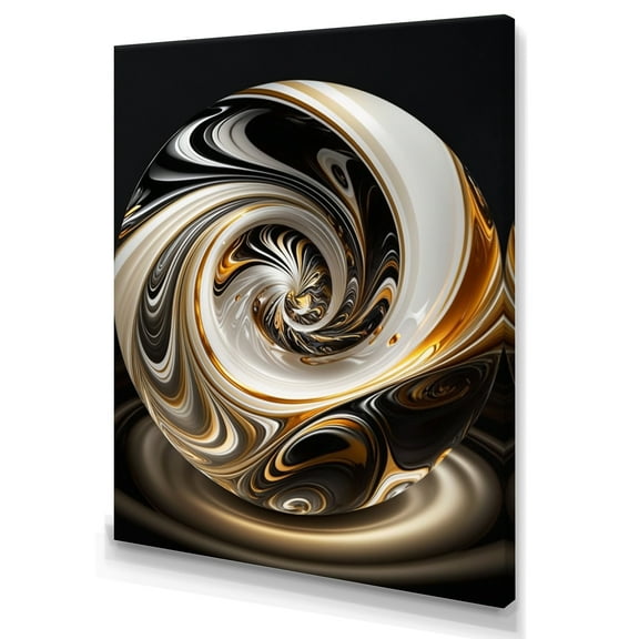 Designart Gold And Black Stained Glass Spiral II Canvas Wall Art