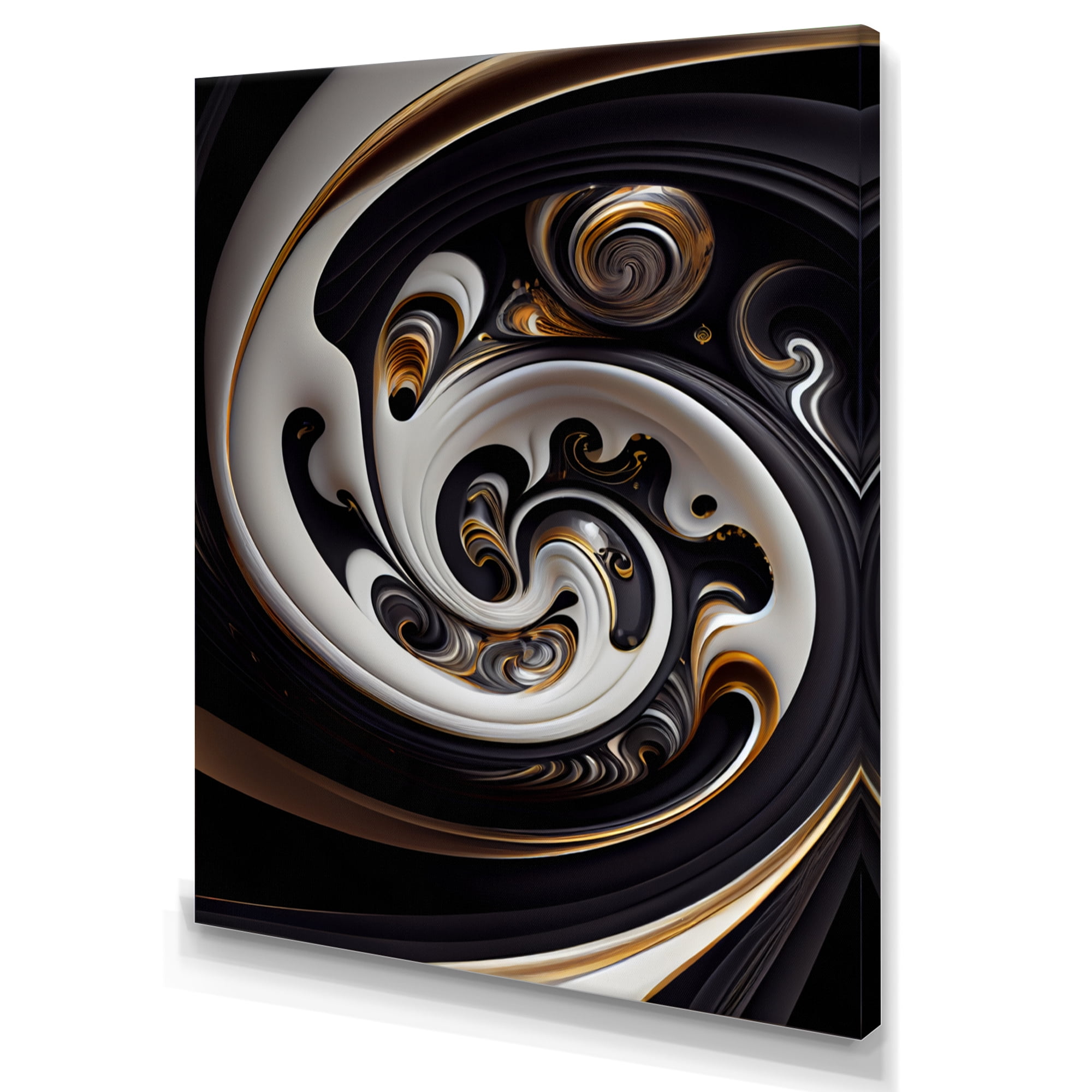 Designart Gold And Black Stained Glass Spiral VI Canvas Wall Art