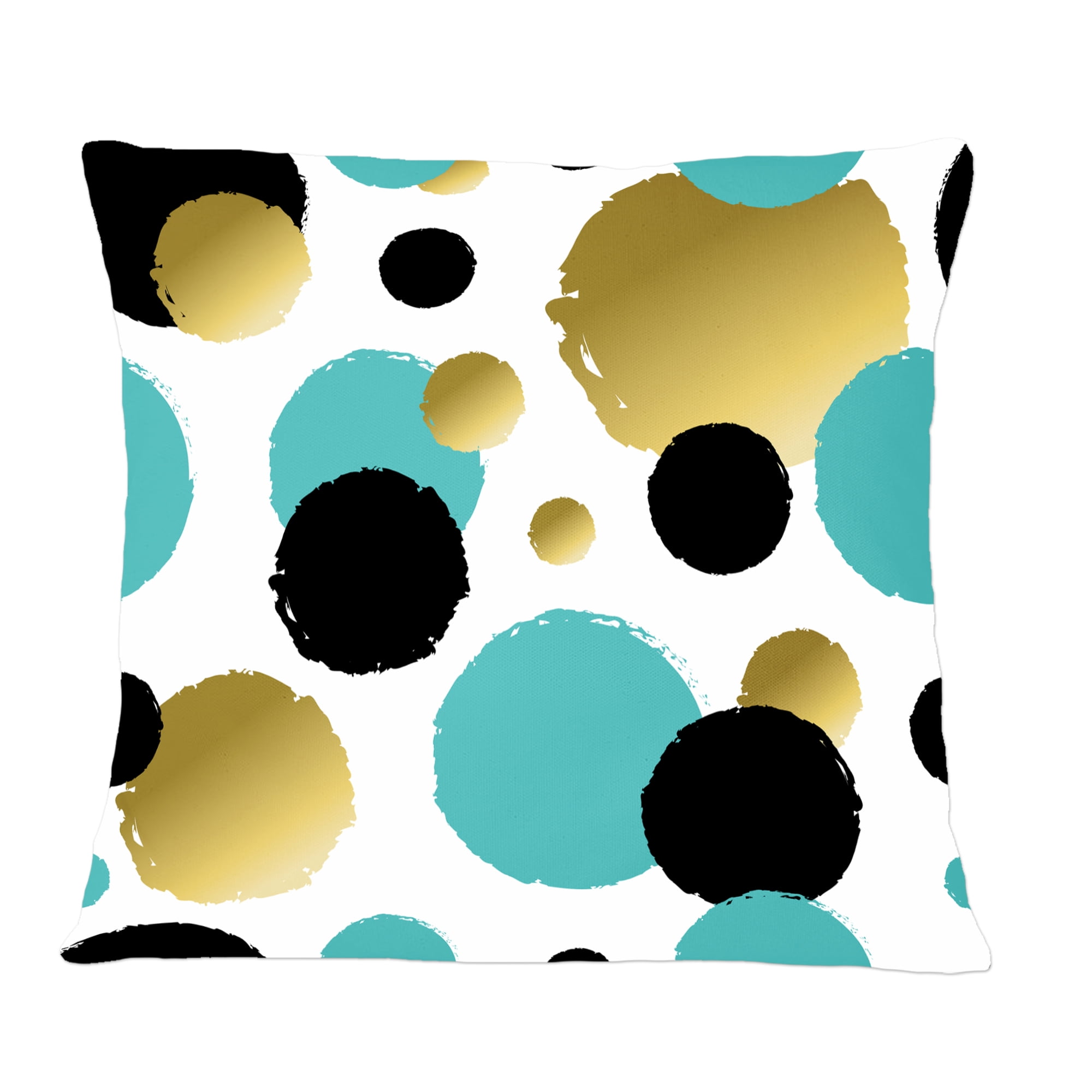 Designart Gold And Blue Circles ' Mid-Century Modern Throw Pillow - 12x20