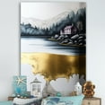 thumbnail image 1 of Designart "Gold And Blue Lakehouse I" Landscape Lake House Wall Decor, 1 of 5