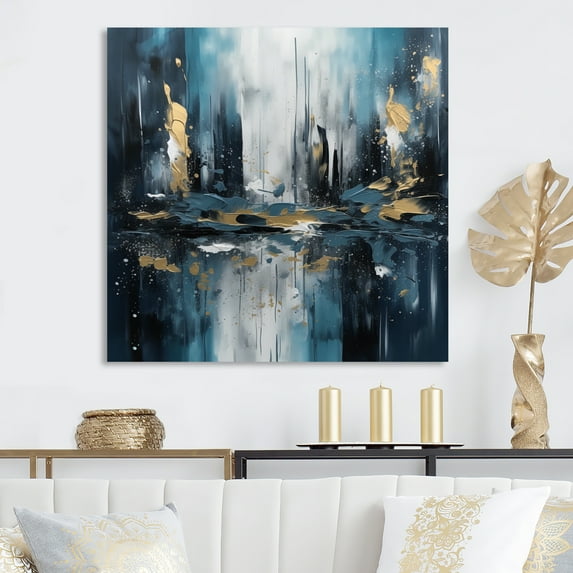 Designart "Gold And Blue Urban Elegance III" City Art Deco Wall Decor