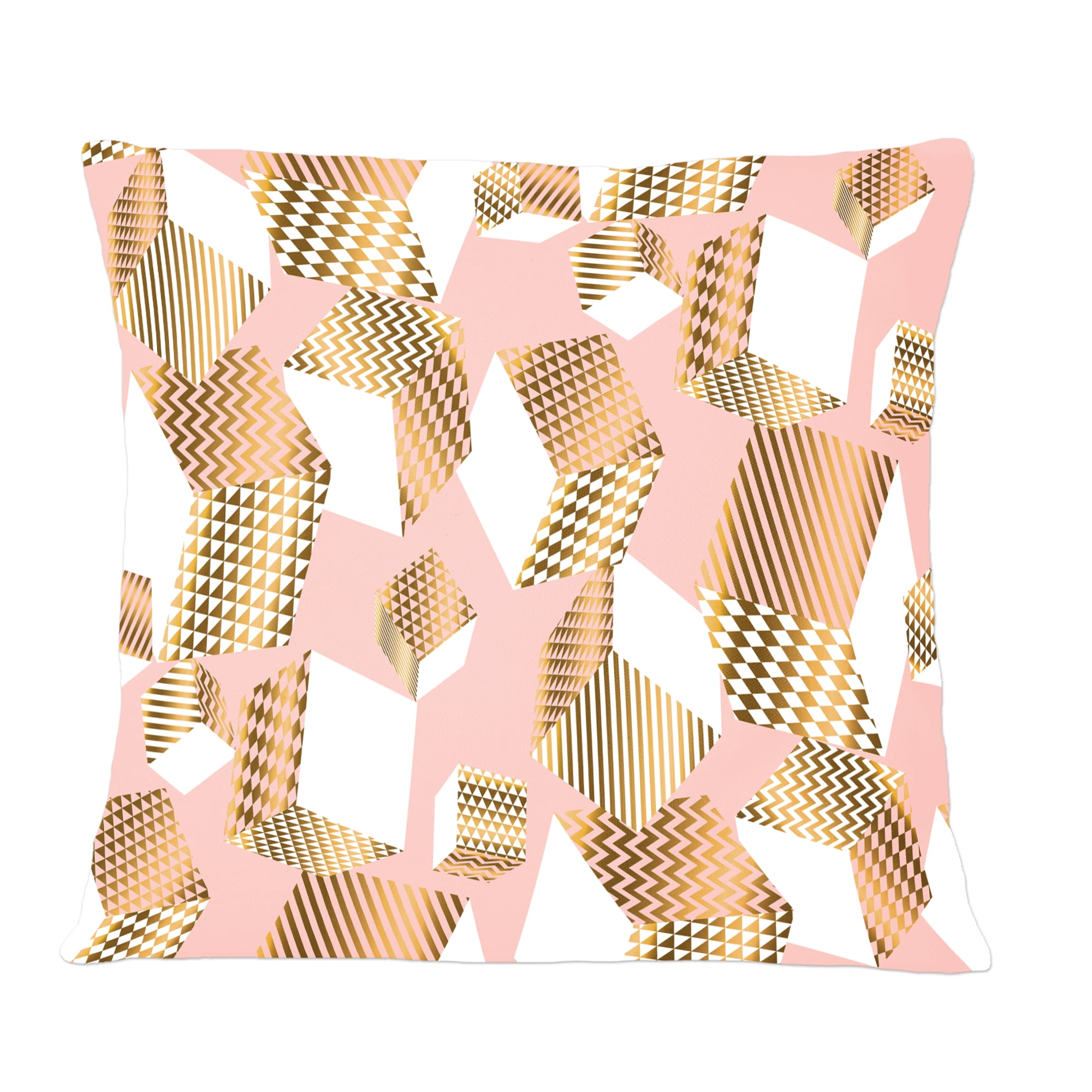 Designart Gold And Rose Cubes I' Mid-Century Modern Throw Pillow - 12x20