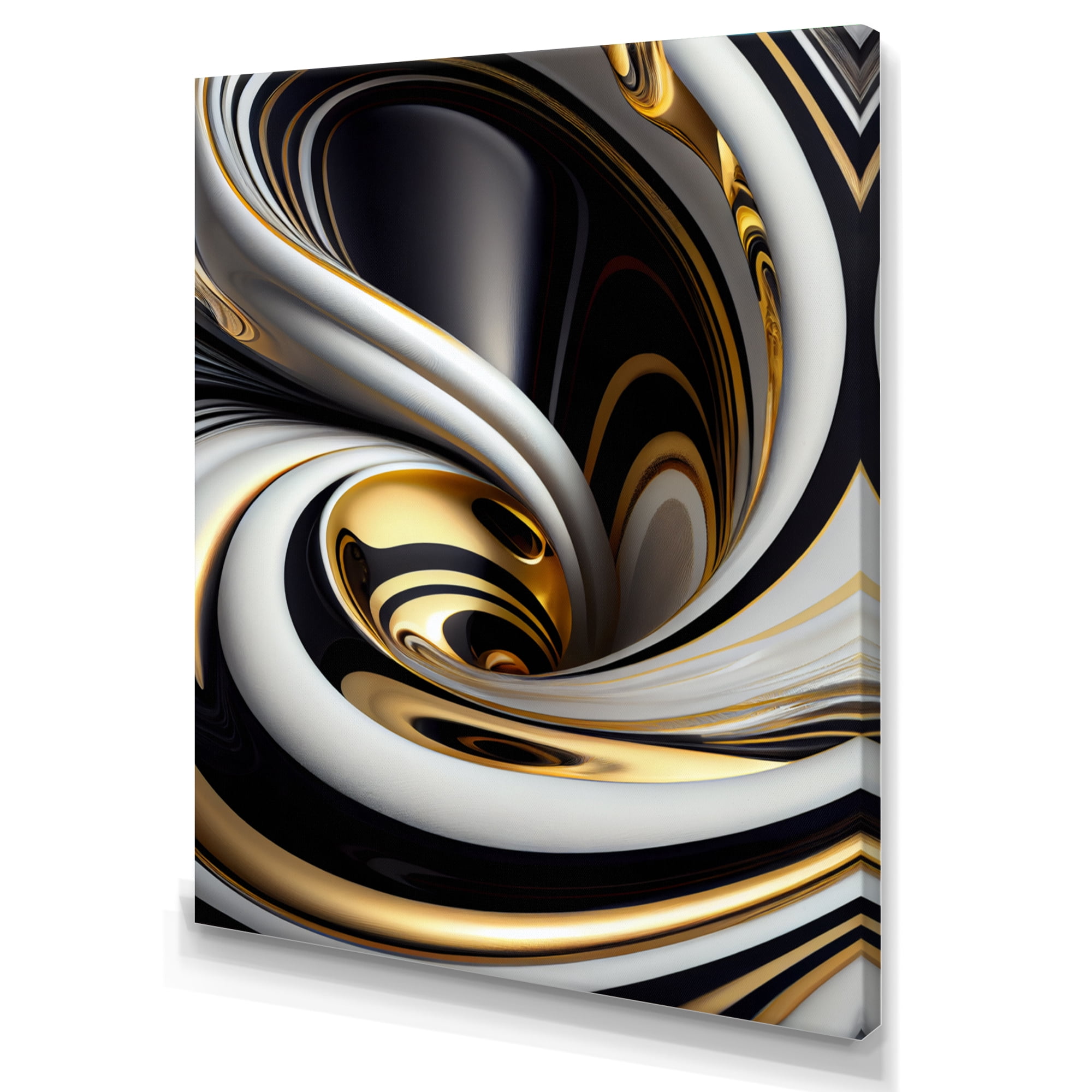 Designart Gold Black And White Stained Glass I Canvas Wall Art