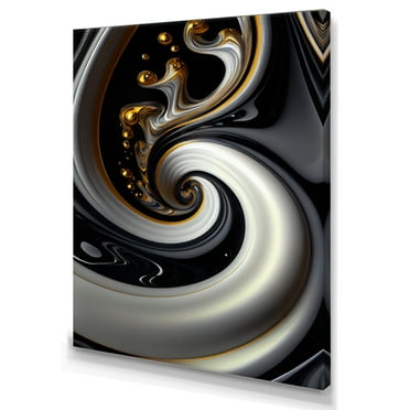 Designart Gold Black And White Stained Glass IV Canvas Wall Art