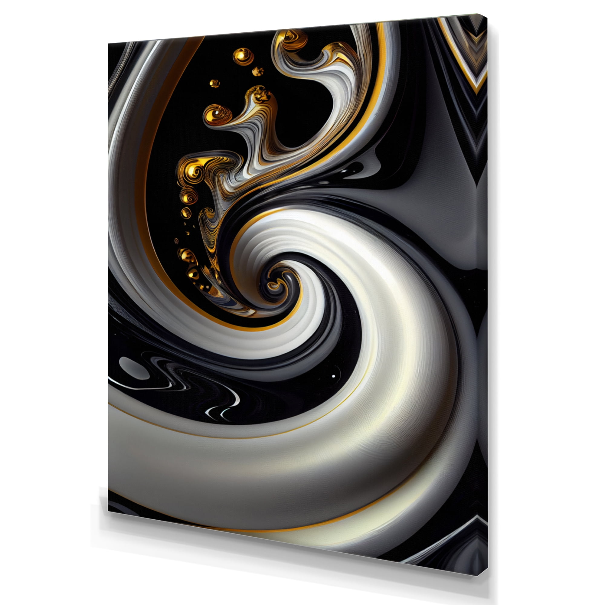 Designart Gold Black And White Stained Glass VI Canvas Wall Art