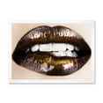 thumbnail image 1 of Designart 'Gold Black Lips Biting' Modern Framed Art Print, 1 of 4