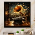 thumbnail image 1 of Designart "Gold Black Phonographs Vintage Resonance painting" Music Floater Framed Wall Decor, 1 of 7