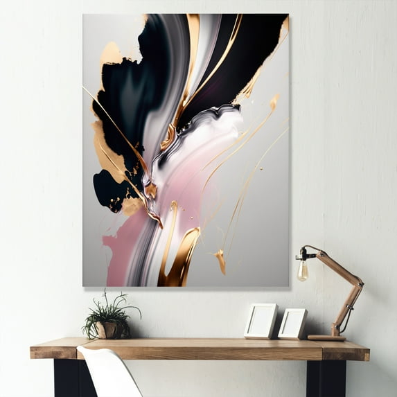 Designart "Gold Black Transcending Complexity" Abstract Wall Decor