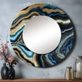 thumbnail image 1 of Designart "Gold Blue Geode Gems Mineral Radiance" Stone Geode Round Mirror Wall Décor Coastal - Large Gold Round Mirror - Round Mirror 29" x 29" Inch, 1 of 5