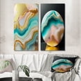 thumbnail image 1 of Designart "Gold Blue Turquoise Agate Liquid Art" Abstract Shapes Wall Art Set Of 2 - Transitional Gold Gallery Wall Set For Home Decor, 1 of 6