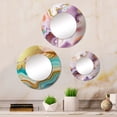 thumbnail image 1 of Designart "Gold Blue Turquoise Agate Liquid Art II" Abstract Round Mirror Set of 3 - Modern Gold Round Bedroom Mirror Wall Decor Set, 1 of 5