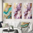 thumbnail image 1 of Designart "Gold Blue Turquoise Agate Liquid Art II" Abstract Shapes Framed Wall Art Set Of 3 - Gold Transitional Frame Canvas Set For Living Room Decor, 1 of 6