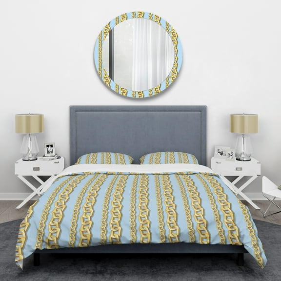 Designart 'Gold Chain Pattern' Mid-Century Modern Duvet Cover Set