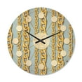 thumbnail image 1 of Designart 'Gold Chain Pattern on Blue' Mid-Century Modern Wood Wall Clock, 1 of 5