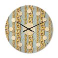 thumbnail image 1 of Designart 'Gold Chain Pattern on Blue' Mid-Century Modern Wood Wall Clock, 1 of 5