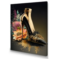 Designart Gold Champagne Heel I Canvas Wall Art