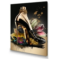Designart Gold Champagne Heel III Canvas Wall Art