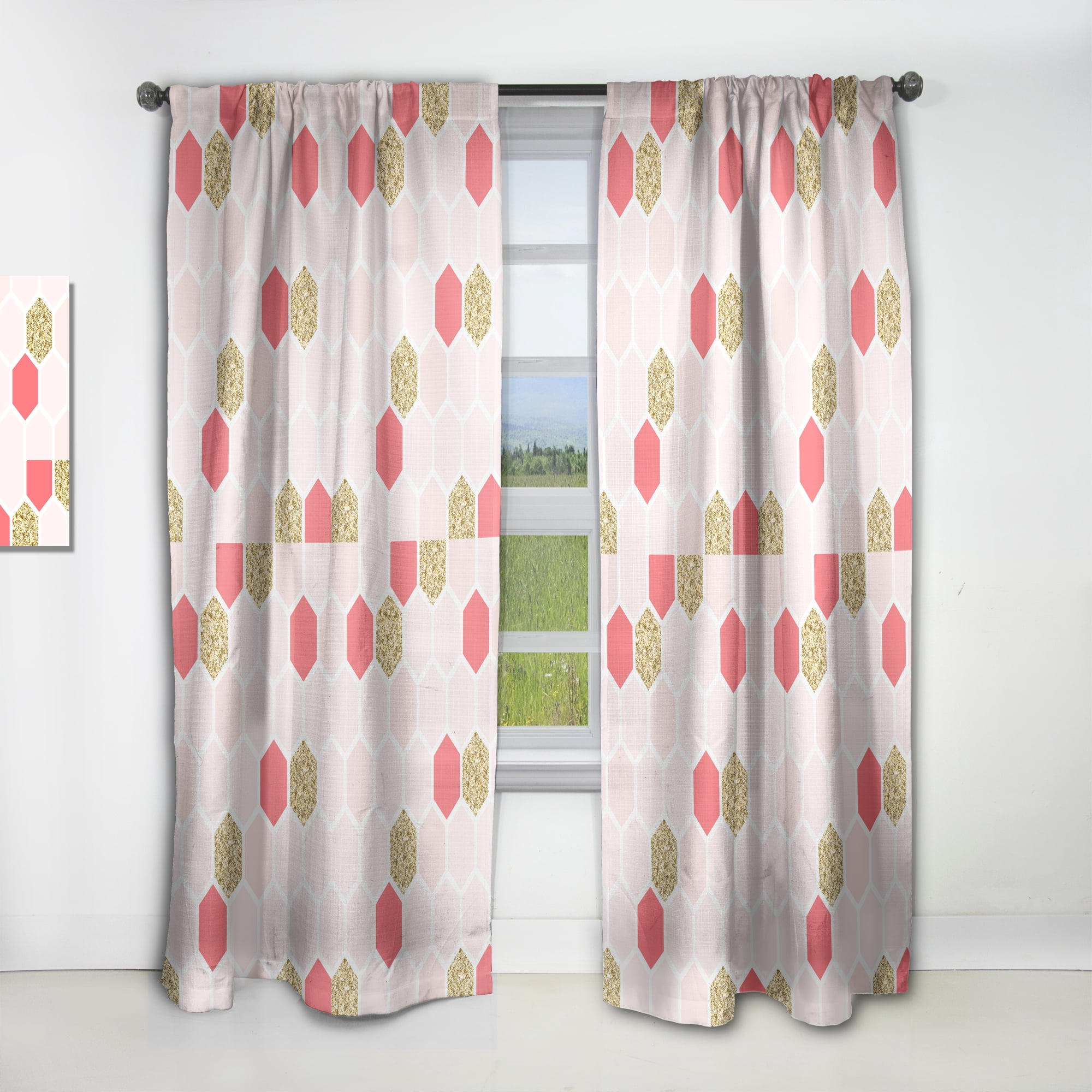 Designart 'Gold Chic Retro Design I' Mid-Century Modern Curtain Panel