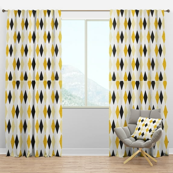 Designart 'Gold Chic Retro Design II' Mid-Century Modern Blackout Curtain Panel
