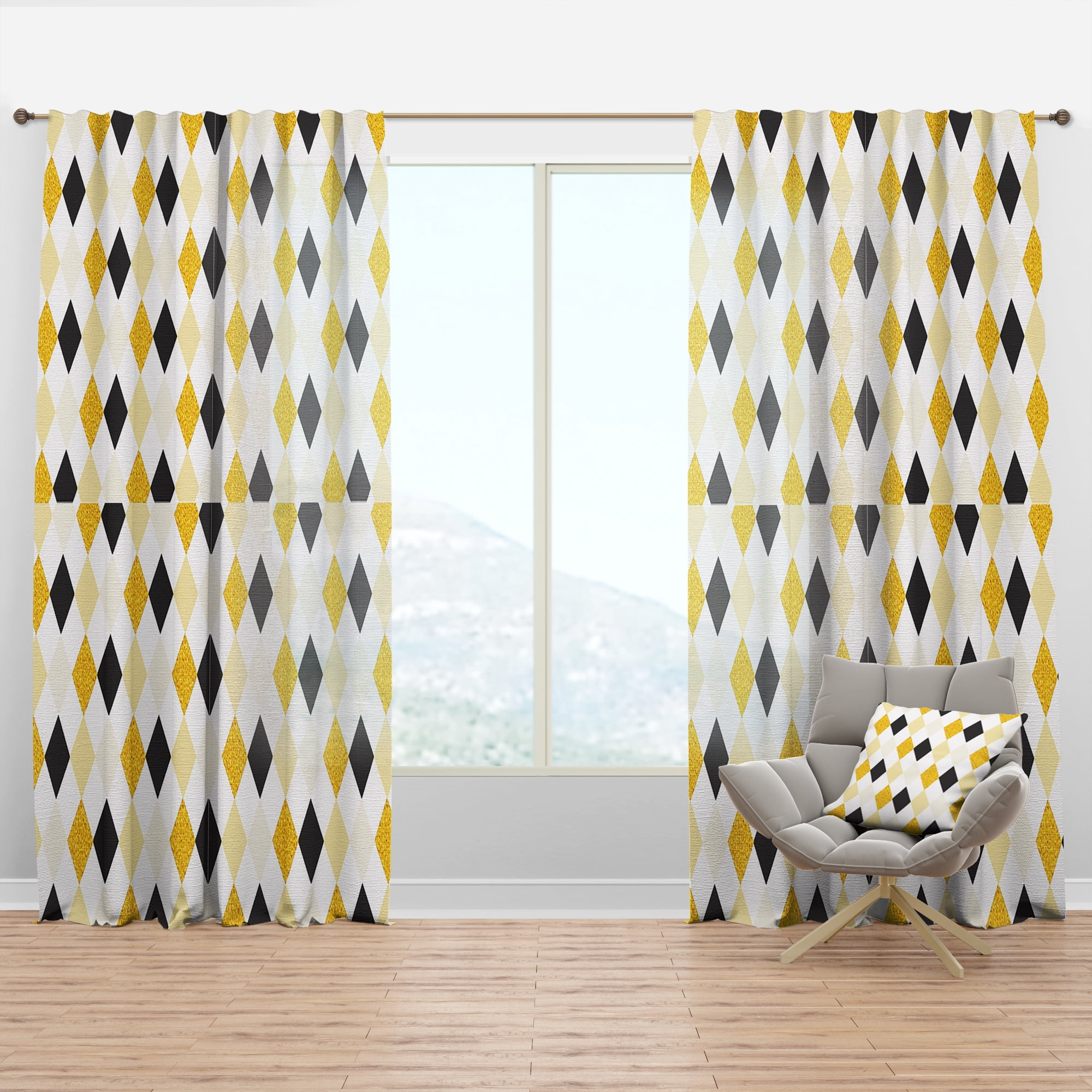 Designart 'Gold Chic Retro Design II' Mid-Century Modern Curtain Panel