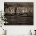 thumbnail image 1 of Designart 'Gold Cliffs Over Sea In The Fog' Modern Print on Natural Pine Wood, 1 of 5