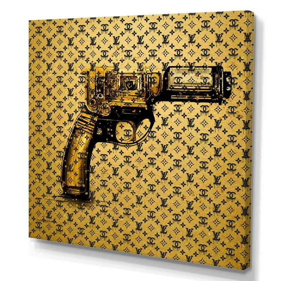 Designart Gold Designer Pistol I Canvas Wall Art