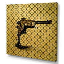 Designart Gold Designer Pistol II Canvas Wall Art