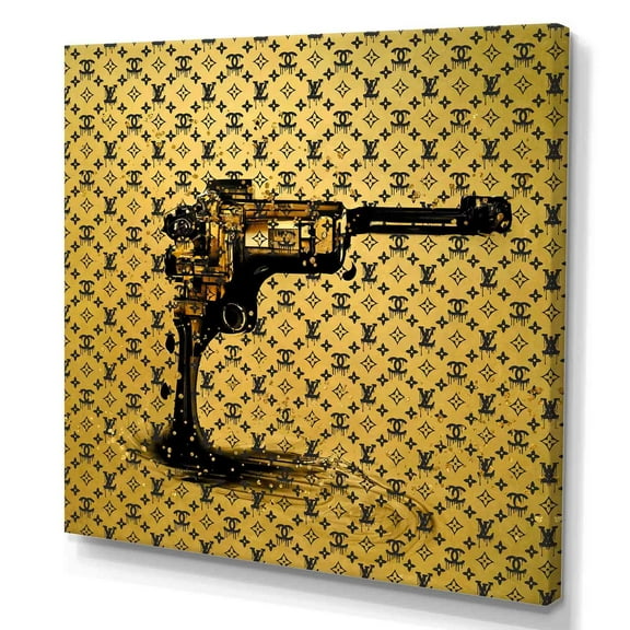 Designart Gold Designer Pistol II Canvas Wall Art