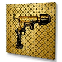 Designart Gold Designer Pistol IV Canvas Wall Art