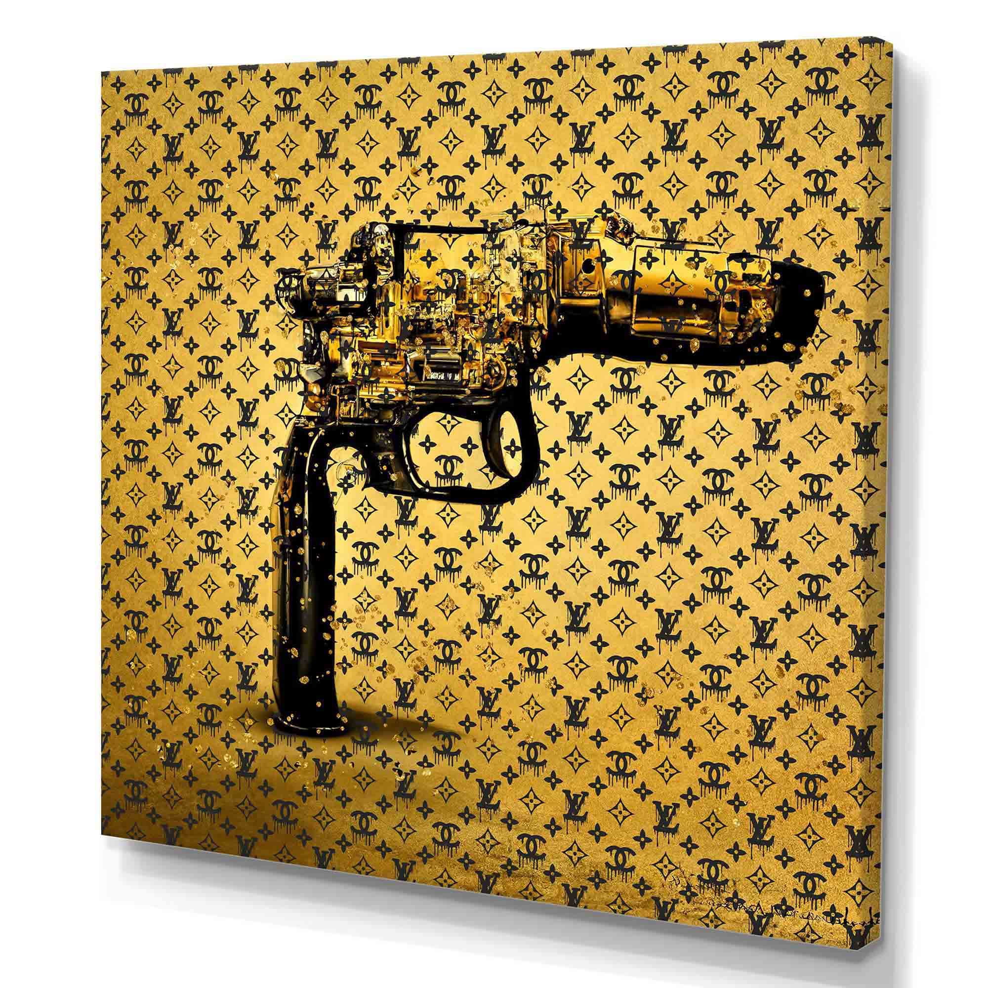 Designart Gold Designer Pistol V Canvas Wall Art