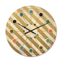 Designart 'Gold Diagonal Retro Design' Mid-Century Modern Wood Wall Clock
