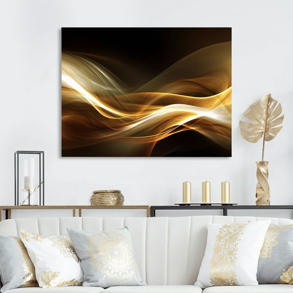 Designart "Gold Elegant Modern Sofa II" Modern Waves Wall Art Living Room