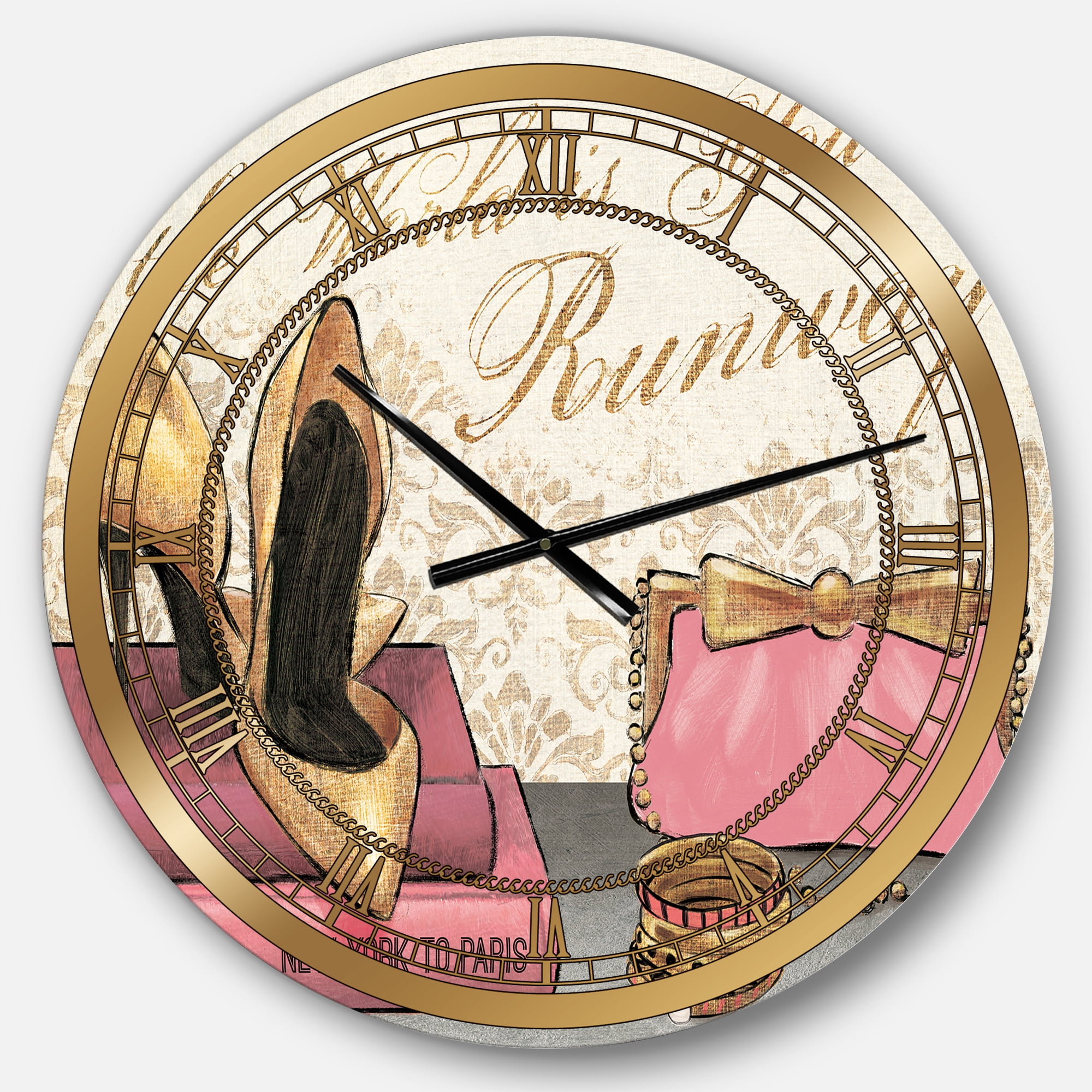 Designart 'Gold Fabulous Life Style I' Glam wall clock