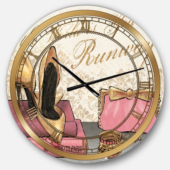 Designart 'Gold Fabulous Life Style I' Glam wall clock