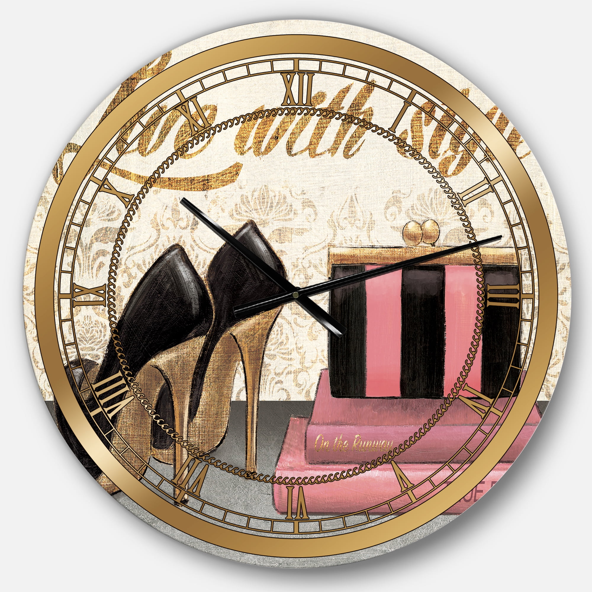 Designart 'Gold Fabulous Life Style II' Glam wall clock