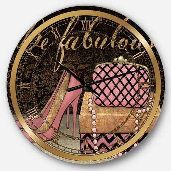 Designart 'Gold Fabulous Life Style III' Glam wall clock