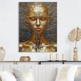 thumbnail image 1 of Designart "Gold Fantasy Portrait Gilded Elegance" Robot Metal Wall Art, 1 of 1