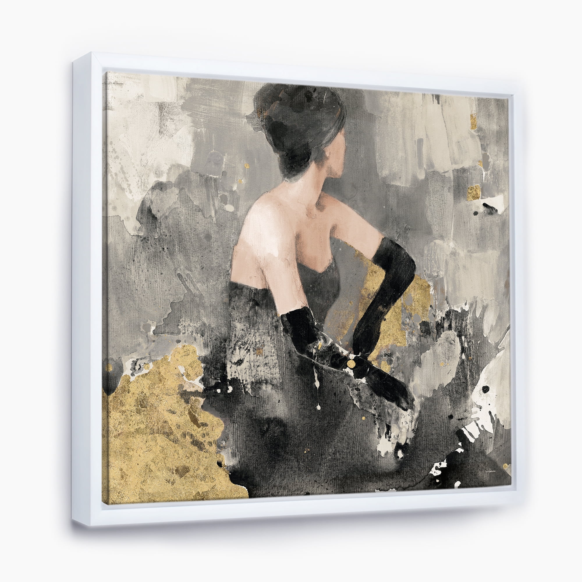 Designart ' Gold Fashion Dance ' Traditional Framed Canvas